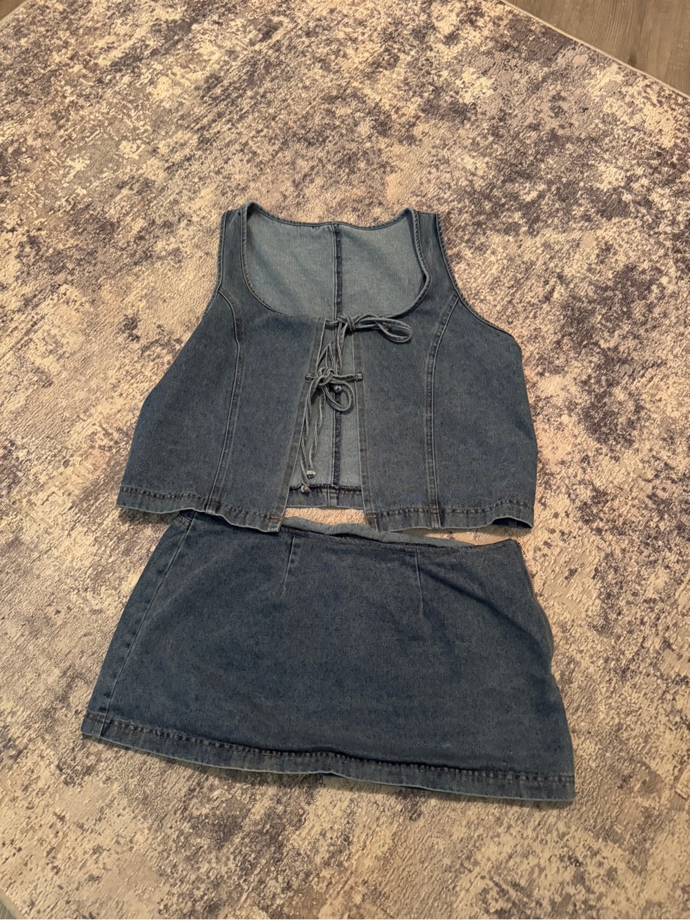 Denim Top and Mini Skirt Set